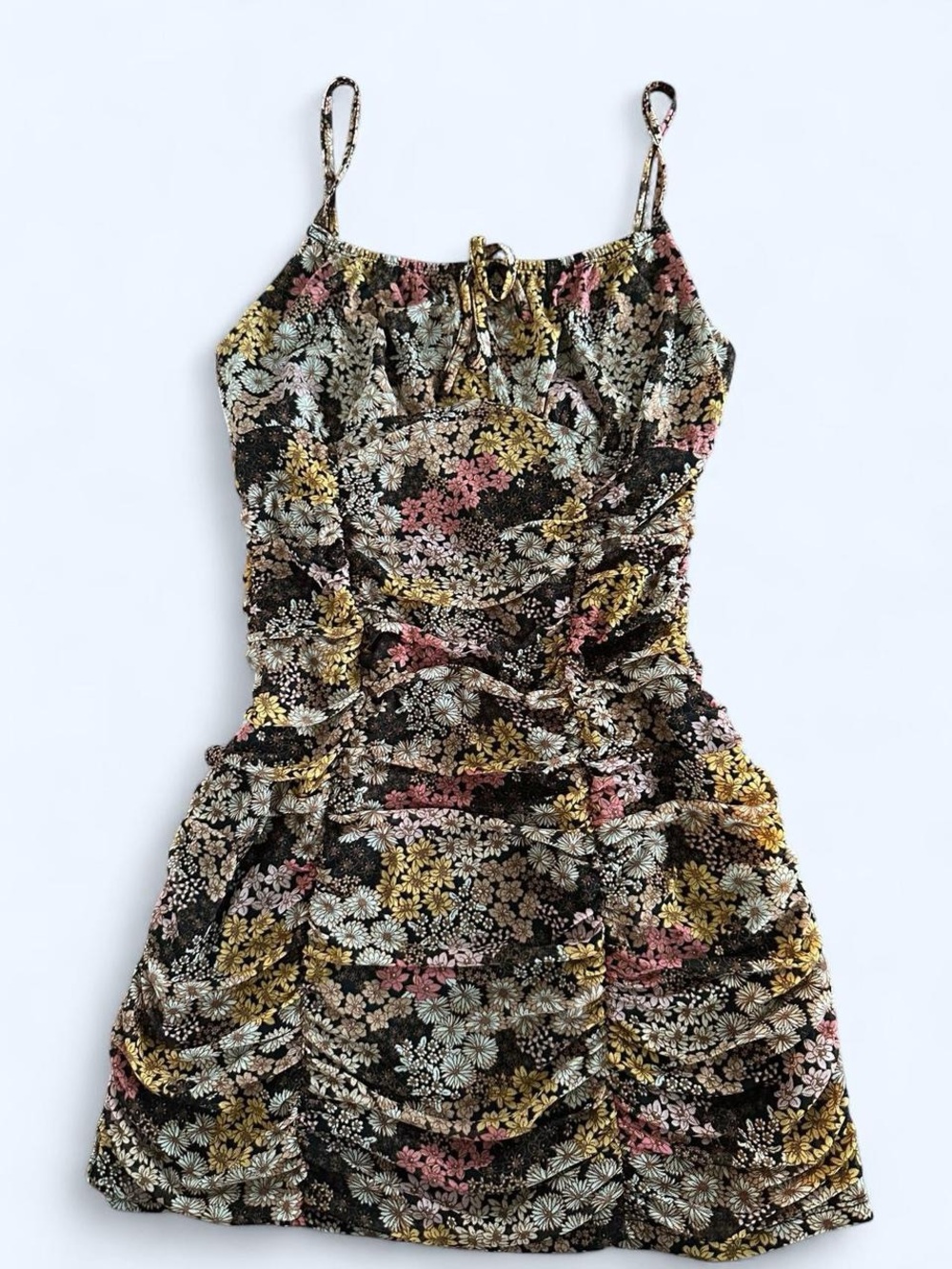 Ultra Flirt Black Floral-Trim Dress